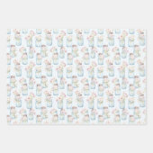 Mason Jars Blauw Witte Bloemen Greenery Inpakpapier Vel (Voorkant 2)