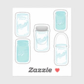 Mason Jars Custom Rustic Sticker Set Mariage (Feuille)