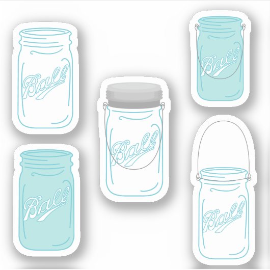 Mason Jars Custom Rustic Sticker Set Mariage (Devant)
