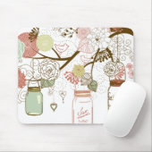 Mason Jars en  bloemen Muismat (Met muis)