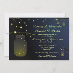 Mason Jars en Fireflies Wedding Invitation Kaart