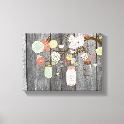 Mason Jars en Flowers Canvas Afdruk (Voorkant)