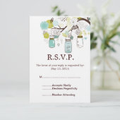 Mason Jars et Blue Green Flowers Mariage RSVP (Debout devant)