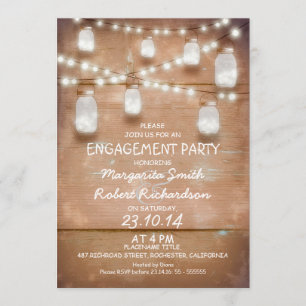 mason jars et lumières invitation à la fête d'enga
