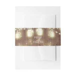 Mason Jars Firefly Lights Schuur Houten Bruiloft Uitnodigingen Wikkel