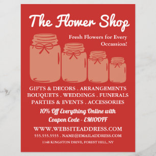 Mason Jars, Florist, Floristry Adverteren Flyer