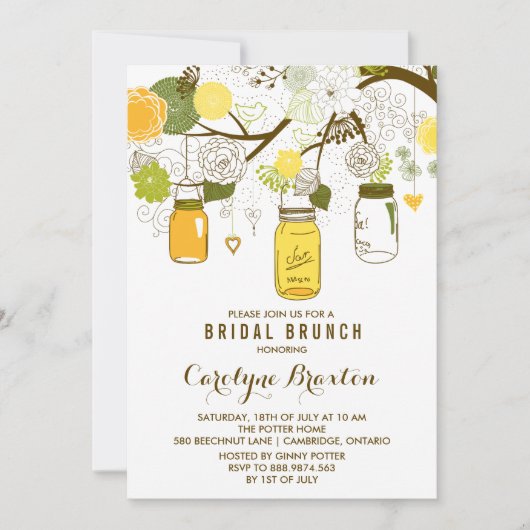 Mason Jars | Invitation de Brunch nuptial (Devant)