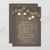 Mason Jars Lights Rustieke Country Wedding Details Informatiekaartje (Voorkant / Achterkant)