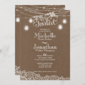 Mason Jars Lumières Dentelle Rustique Faire-part d (Devant / Derrière)