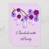 Mason Jars Mason Flower violet Invitation du Bache (Devant / Derrière)