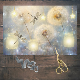 Mason Jars Stars Dragonflies en Paardenbloem Zaden Tissuepapier