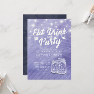 Mason Jars String Lights EAT Drink Party Kaart