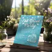 Mason Jars String Lights EAT Drink & Party Wedding Kaart