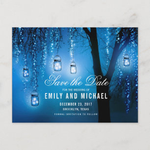Mason Jars String Lights Elegant bewaar de datum Aankondigingskaart