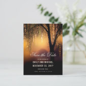 Mason Jars String Lights Elegant bewaar de datum Aankondigingskaart (Staand voorkant)