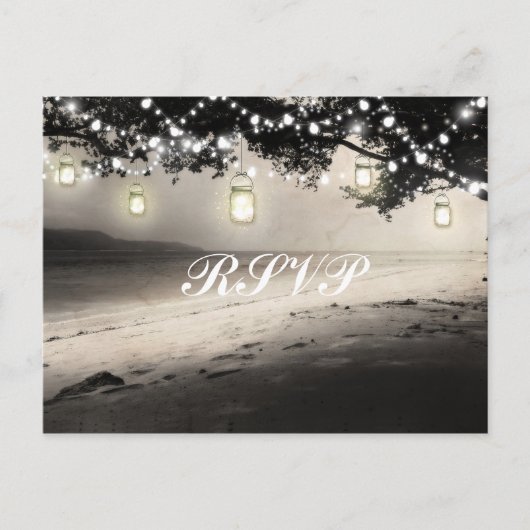 Mason Jars String Lights Elegant Rustic Wedding Briefkaart (Voorkant)