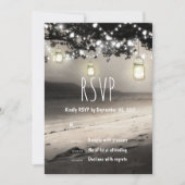 Mason Jars String Lights Elegant Rustic Wedding Kaart (Voorkant)