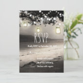 Mason Jars String Lights Elegant Rustic Wedding Kaart (Staand voorkant)