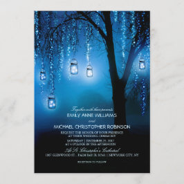 Mason Jars String Lights Elegant Rustic Wedding Kaart