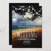 Mason Jars String Lights Elegant Rustic Wedding Kaart (Voorkant / Achterkant)