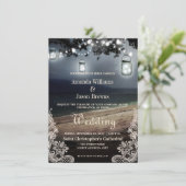 Mason Jars String Lights Elegant Strand Wedding Kaart (Staand voorkant)