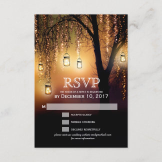 Mason Jars String Lights Elegante RSVP-kaart RSVP Kaartje