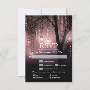 Mason Jars String Lights Elegante RSVP-kaart RSVP Kaartje