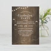Mason Jars String Lights Rustiek Hout Afstuderen Kaart (Staand voorkant)