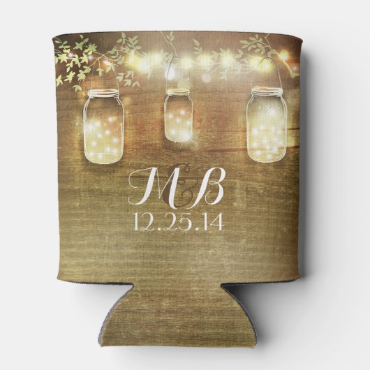 Mason Jars String Lights Rustieke schuur hout Blikjeskoeler (Achterkant)