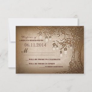 mason jars tree rustige bruiloft rsvp cards