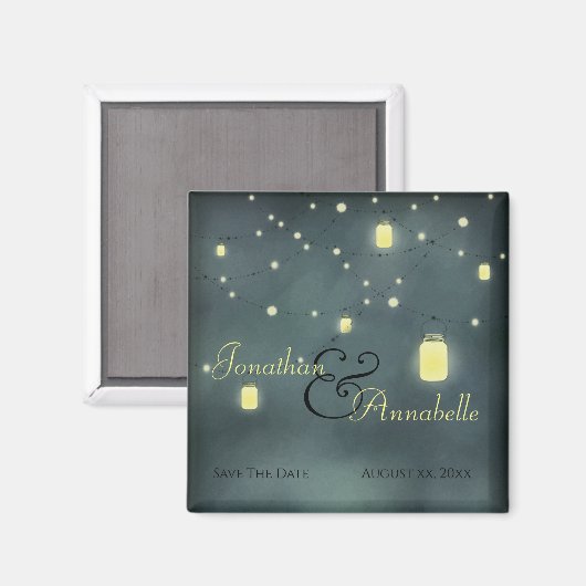 Mason Jars Zomernacht Save The Date Magneet (Voorkant / Achterkant)