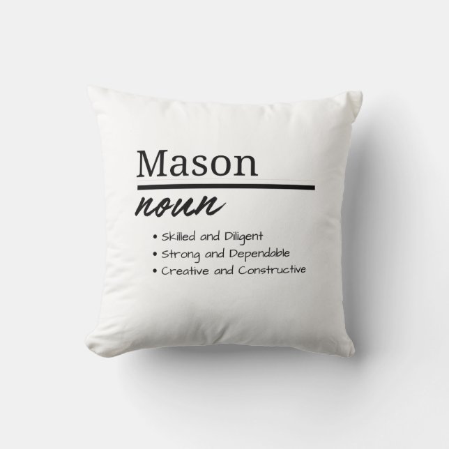 Mason, jongen gepersonaliseerde naam definitie kussen (Voorkant)