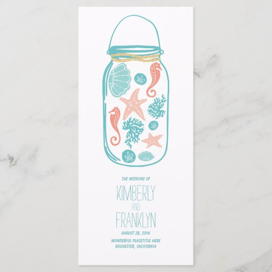 Mason Nautique Jar White Seaside Mariage Programme (Devant)