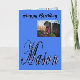 Mason, Nom, Logo, Boys Dinosaur Carte d'anniversai
