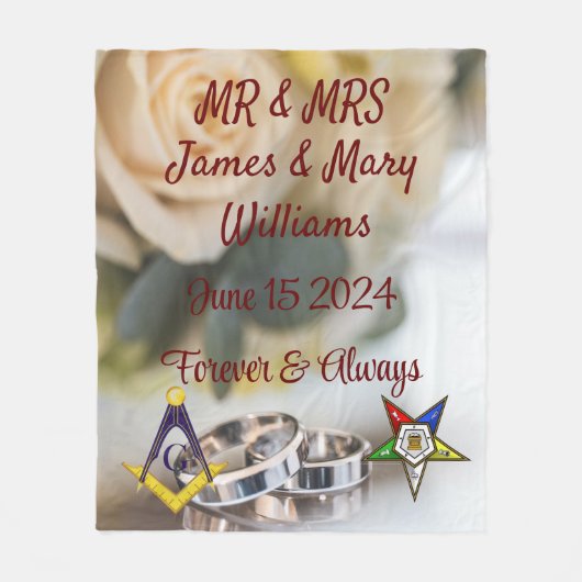 Mason/OES bruiloft Fleece Deken (Voorkant)