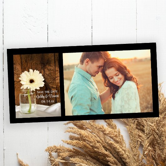 Mason Pot en Madeliefjes Landelijke Trouwdag Opzeg Save The Date