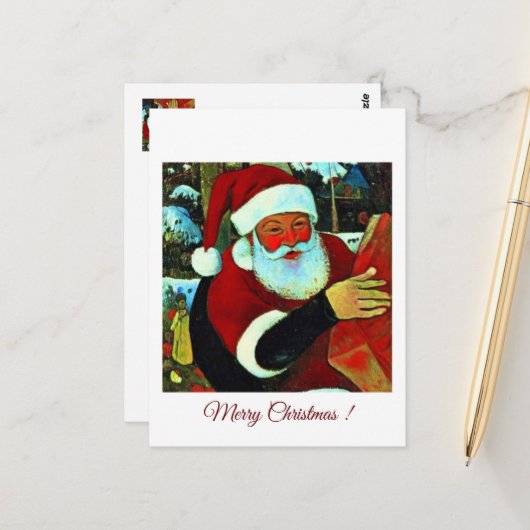 Mason pot Kerstman / Sinterklaas Briefkaart (Voorkant / Achterkant in situ)
