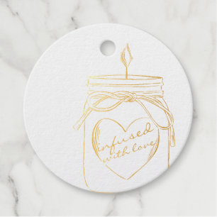 Mason pot met liefde doordrenkt dank je folie bedankjes labels