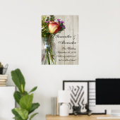Mason Pot met Roos en Veldbloemen Poster (Thuiskantoor)