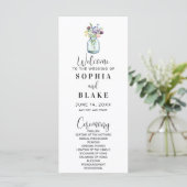 Mason Pot Met Wilde Bloemen Witte Trouwprogramma (Staand voorkant)