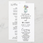 Mason Pot Met Wilde Bloemen Witte Trouwprogramma (Voorkant / Achterkant)
