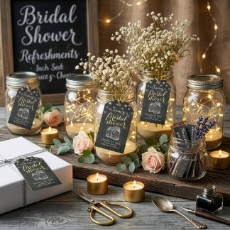 Mason Pot & Slingeraar Krijtbord Bruidsdouche Cadeaulabel
