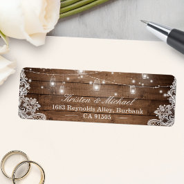 Mason Pot Slingerlichtjes Landelijke Houten Kant Etiket