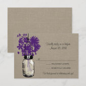 Mason Pot & Wilde Bloemen Bruine Kraft RSVP Kaart (Voorkant / Achterkant)