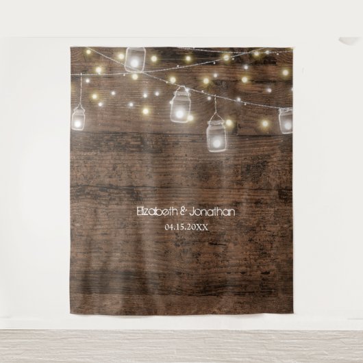 Mason Potten & Lichtjes Trouwfoto Achtergrond Wandkleed (Voorkant)