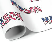Mason prénom Nom USA Papier cadeau (Coin rond)