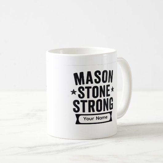Mason Stone Strong Custom Name Mug (Devant droit)
