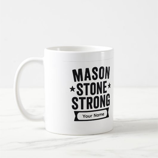 Mason Stone Strong Custom Name Mug (Gauche)