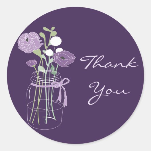 Mason violet Jar Mariage Faveur Stickers (Devant)