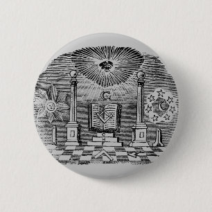Masonic Blockcut graving 19th Century Ronde Button 5,7 Cm